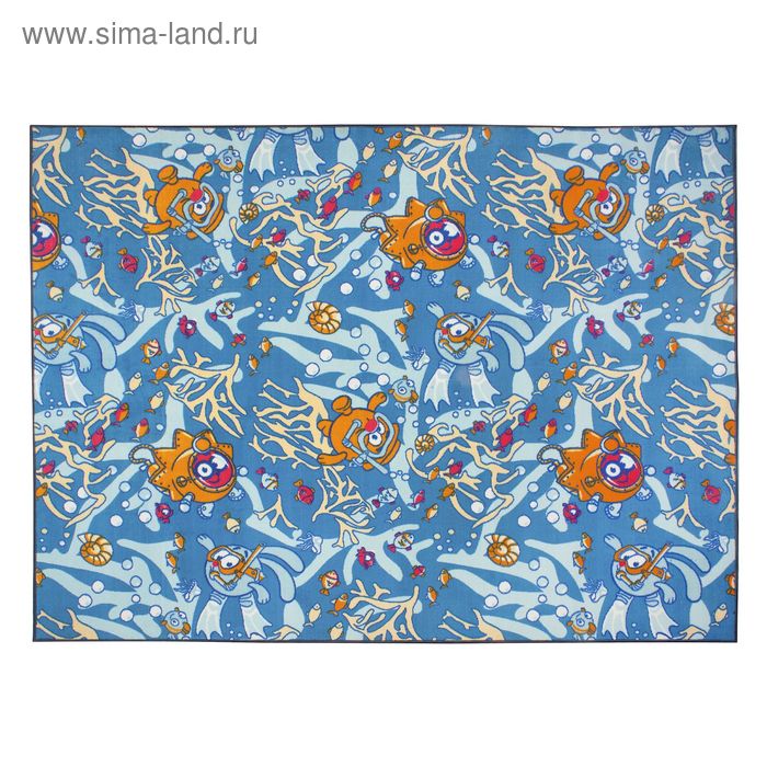 Палас велюровый «Смешарики», размер 200х250 см, цвет синий, полиамид - Фото 1