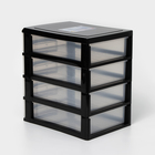 Мини-комод 4-х секционный, чёрный/прозрачный - Фото 4