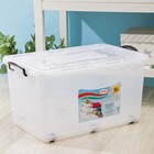 Контейнер для хранения с крышкой, 50 л, 61×39×32 см, на колёсиках, прозрачный - Фото 2