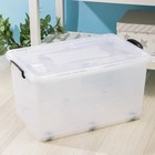 Контейнер для хранения с крышкой, 50 л, 61×39×32 см, на колёсиках, прозрачный - Фото 3