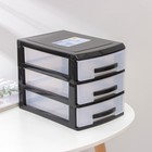 Мини-комод 3-х секционный, чёрный/прозрачный - Фото 1