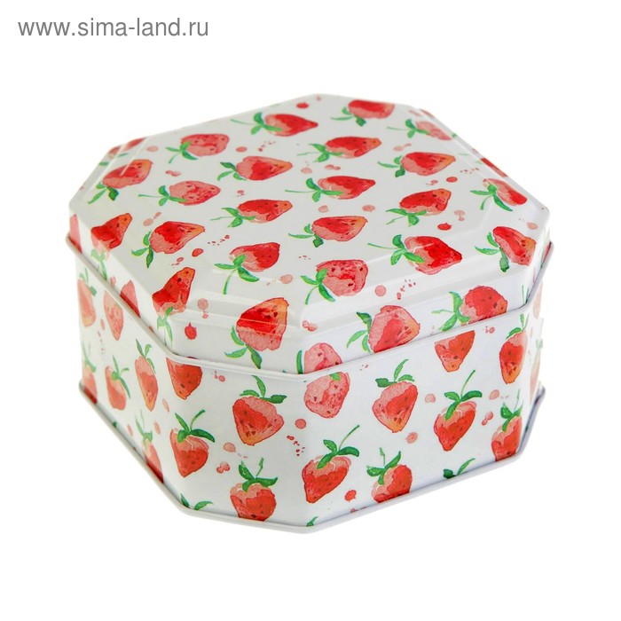 Шкатулка металл "Клубника" 5,8х10х10 см - Фото 1