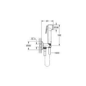 

Гигиенический душ GROHE Tempesta-F, с угловым нажимным запорным вентилем, душевой шланг Silverflex 1
