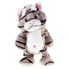 Мягкая интерактивная игрушка-повторюшка "Полосатый кот", цвет серый в чёрную полоску - Фото 1