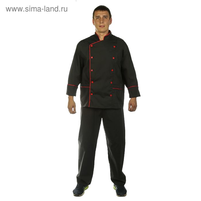 Костюм шеф-повара гладкокрашенный, тиси, р. 52-54, цвет чёрный - Фото 1