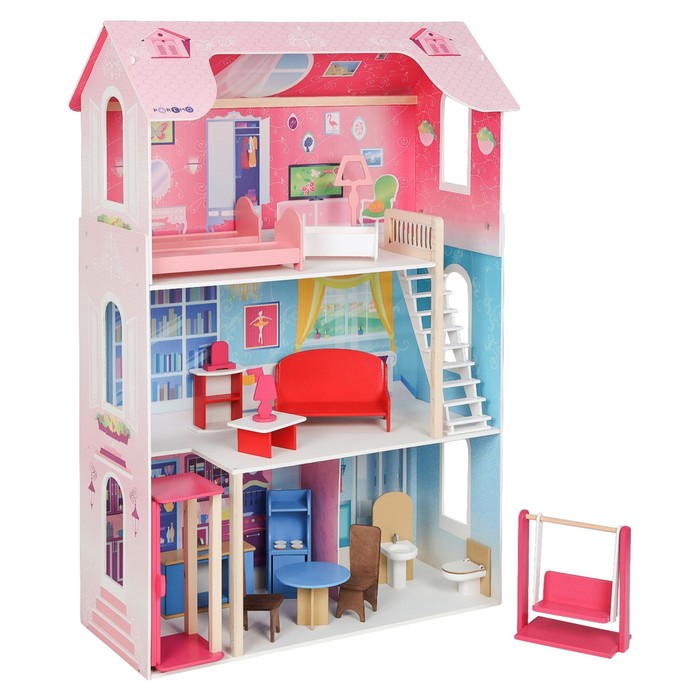 Кукольный домик «Муза» (16 предметов мебели, лестница, лифт, качели) - фото 1892178445
