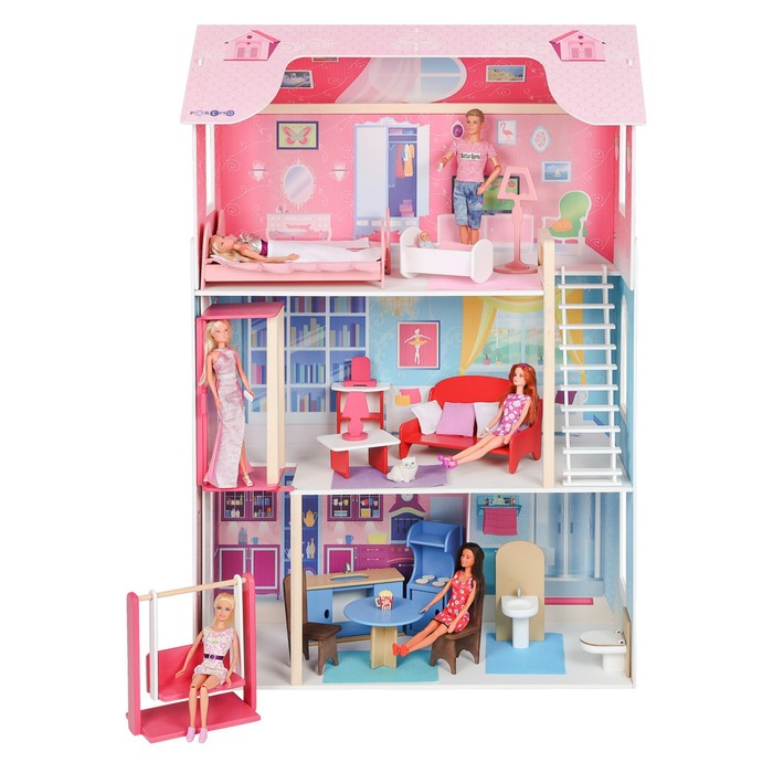 Кукольный домик «Муза» (16 предметов мебели, лестница, лифт, качели) - фото 1892178446