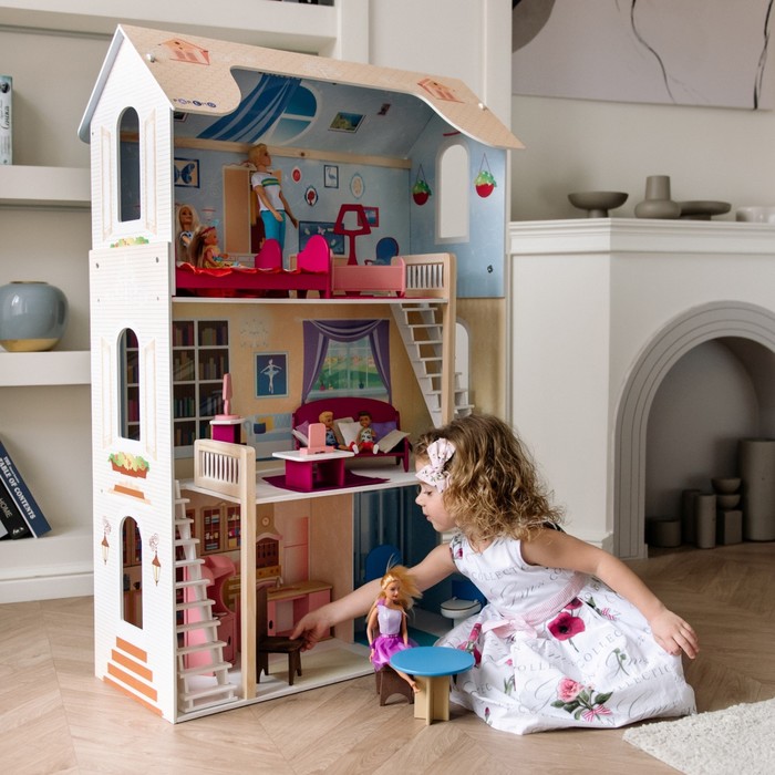Кукольный домик «Шарм», 16 предметов мебели, 2 лестницы - фото 1906871821