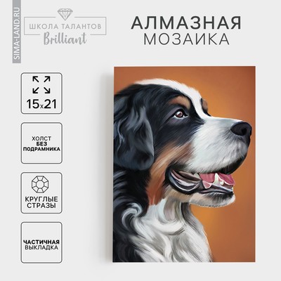 Алмазная мозаика с частичным заполнением на холсте «Собака», 15 х 21 см
