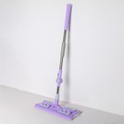 Швабра для мытья пола плоская Доляна, 2 насадки из микрофибры 42×14 см, усиленная телескопическая стальная ручка 92-132 см - Фото 1