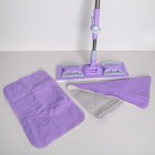 Швабра для мытья пола плоская Доляна, 2 насадки из микрофибры 42×14 см, усиленная телескопическая стальная ручка 92-132 см - Фото 3