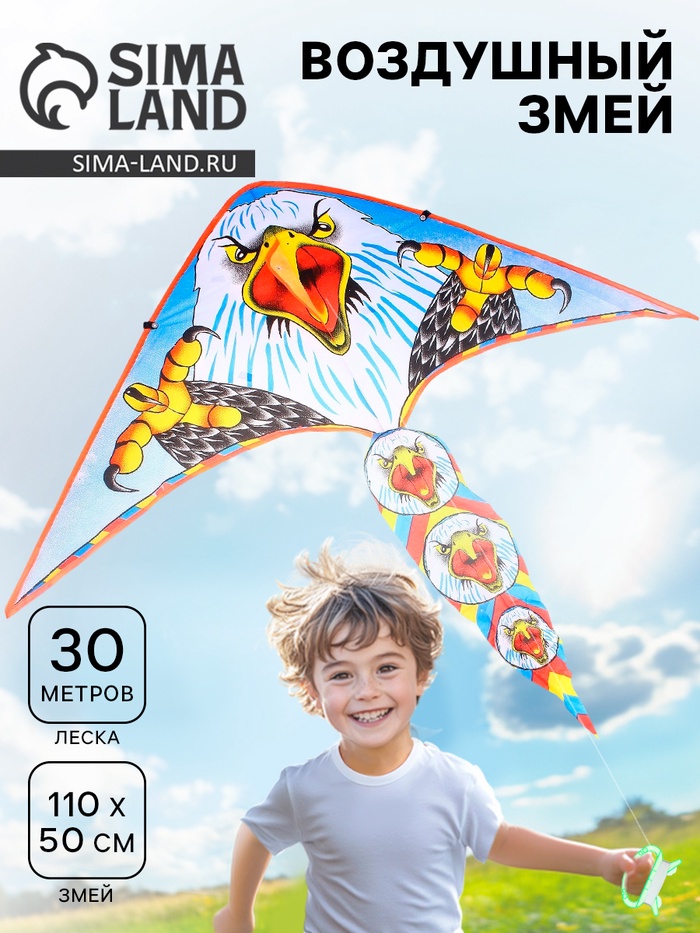 Воздушный змей «Орёл», большие лапы, с леской - Фото 1