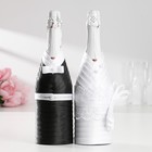 Украшение для шампанского "Жених и невеста", чёрно-белое - Фото 8
