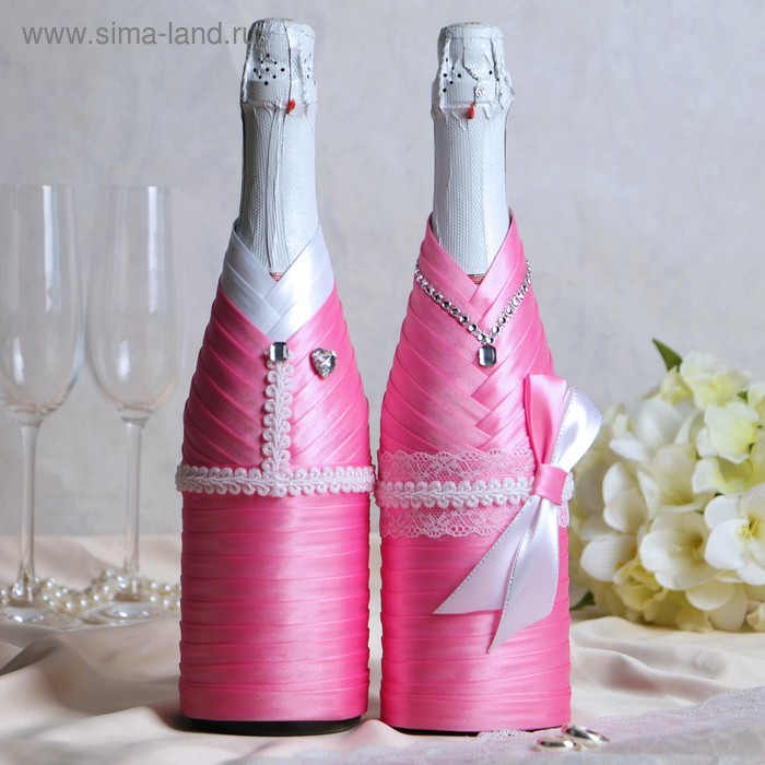 Украшение для шампанского "Нежность", розовое - Фото 1