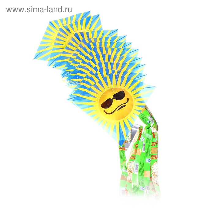 Воздушный змей "Солнышко" 10 пластинок на нитке и леска - Фото 1
