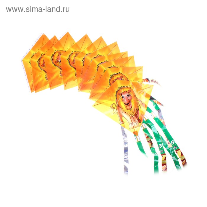 Воздушный змей "Лев" 10 пластинок на нитке и леска - Фото 1