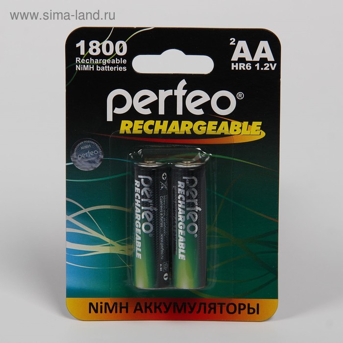 Аккумулятор Perfeo, Ni-Mh, AA, HR6-2BL, 1.2В, 1800 мАч, блистер, 2 шт. - Фото 1