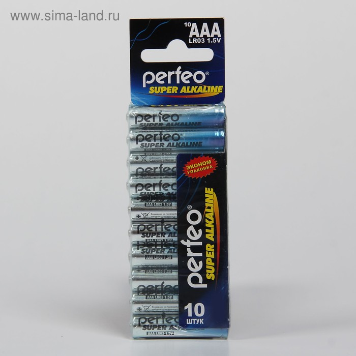 Батарейка алкалиновая Perfeo Super Alkaline, AAA, LR03-10BL, 1.5В, блистер, 10 шт. - Фото 1