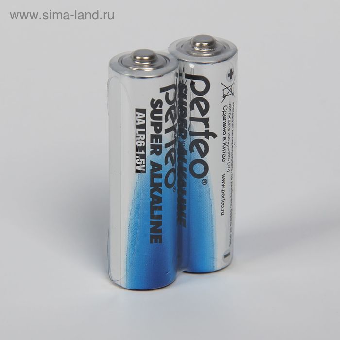 Батарейка алкалиновая Perfeo Super Alkaline, AA, LR6-2S, 1.5В, спайка, 2 шт. - Фото 1