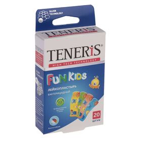 Лейкопластырь бактерицидный Teneris 'Fun Kids' с ионами серебра на полимерной основе. 20 шт