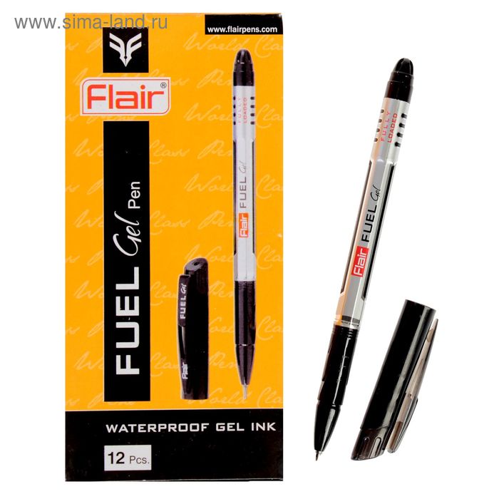 Ручка гелевая Flair Fuel, узел-игла 0.3-0.5 мм, водоустойчивая, мягкое письмо, стержень чёрный - Фото 1