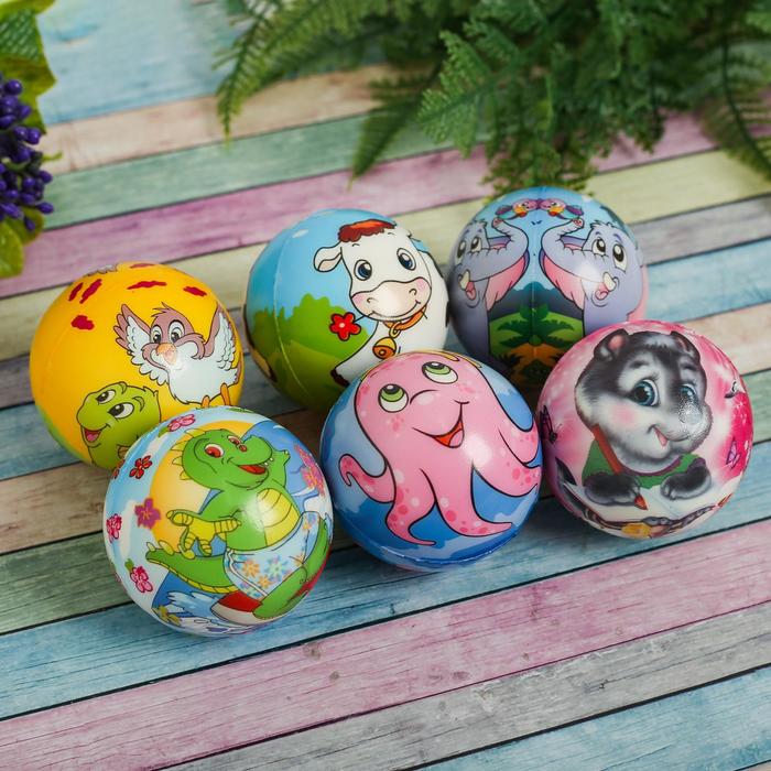 Мяч «Картинки животных», мягкий, цвета МИКС - Фото 1