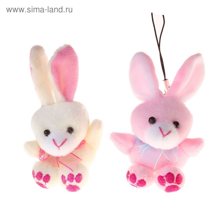 Мягкая игрушка-подвеска "Зайка" с бантом, цвета МИКС - Фото 1