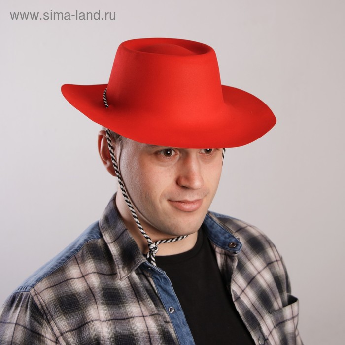 Карнавальная шляпа с большими полями, красная - Фото 1
