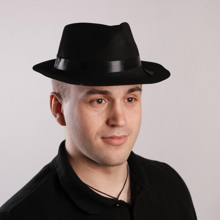 Карнавальная шляпа с кантом, р-р 56-58 см, цвет чёрный - Фото 1