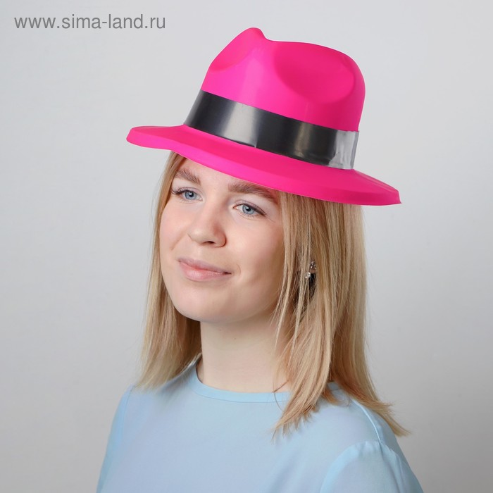 Карнавальная шляпа с кантом, р-р. 56-58, цвет розовый - Фото 1