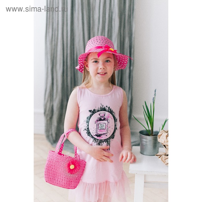 карнавальный набор шляпка+сумка с цветком малиновый р-р 50-52 2-5 лет - Фото 1