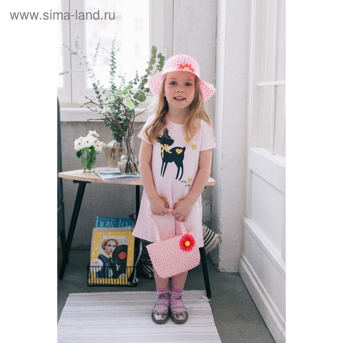 Карнавальный набор шляпка+сумка с цветком розовый р-р 50-52 2-5 лет - Фото 1