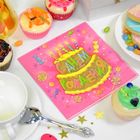 Набор бумажных салфеток "С днем рождения!" торт, 33х33 (20 шт.) - Фото 2