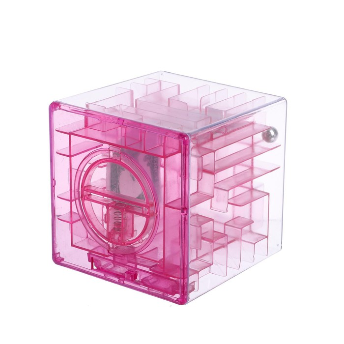 Головоломка «Кубический лабиринт», копилка с денежкой, 9 х 9 х 9 см, цвета МИКС - фото 1884686218