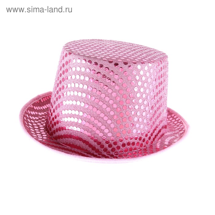 Карнавальная шляпа "Цилиндр" с блеском, р-р 56-58, цвет розовый - Фото 1