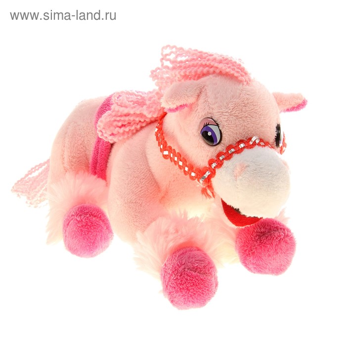 Мягкая музыкальная игрушка "Лошадь" розовая, мордочка белая - Фото 1