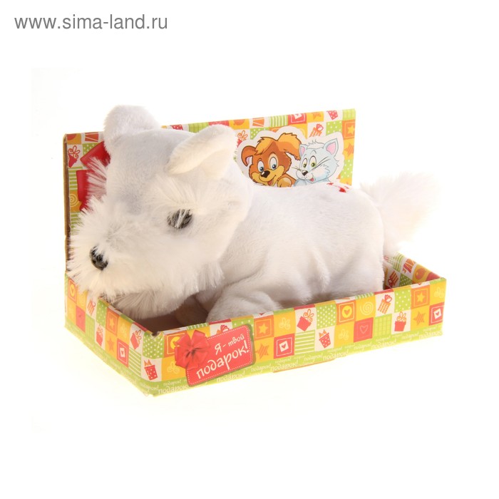 Мягкая игрушка интерактивная "Щенок" в коробке, цвет белый - Фото 1