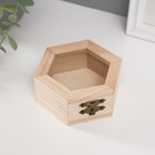 Шкатулка для росписи дерево «Многогранник со стеклянной вставкой», для творчества, декора, 10×9×4.5 см - Фото 3