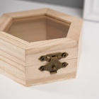 Шкатулка для росписи дерево «Многогранник со стеклянной вставкой», для творчества, декора, 10×9×4.5 см - Фото 4