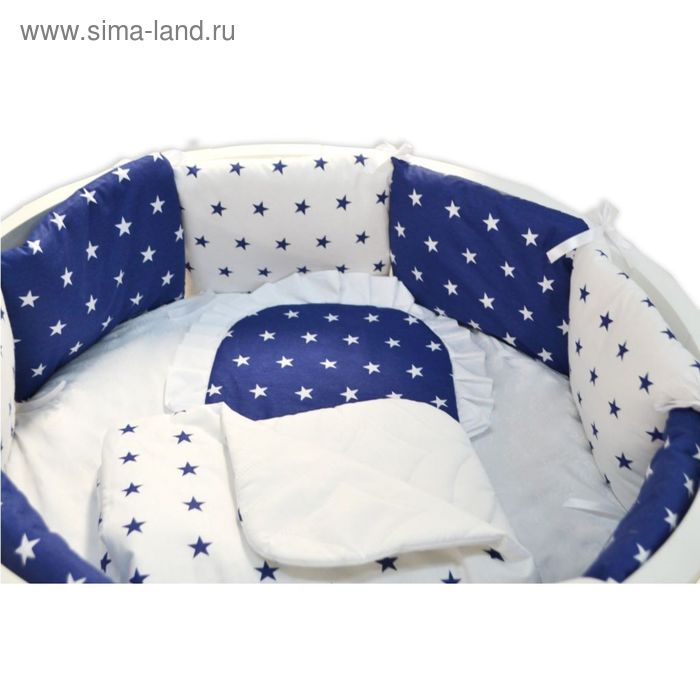 Комплект для прямоугольной кроватки «Северное сияние», 19 предметов, цвет синий - Фото 1