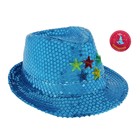 Карнавальная световая шляпа со звездой, р-р 56-58, цвет голубой - Фото 1