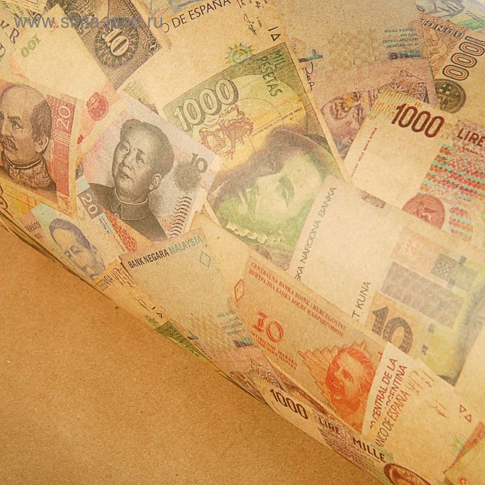 Бумага упаковочная крафт "Деньги", 70 х 100 см - Фото 1