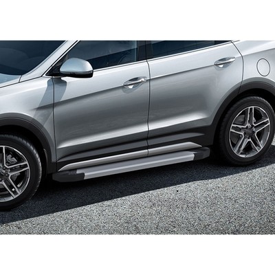 Порог-площадка "Silver" RIVAL, Hyundai Santa Fe 2012-2018, с крепежом, F180AL.2305.2