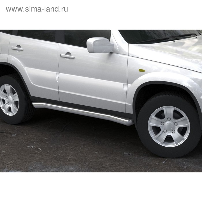 Защита порогов d76 Rival для Chevrolet Niva I рестайлинг 2009-н.в., нерж. сталь, 2 шт., R.1004.008 - Фото 1