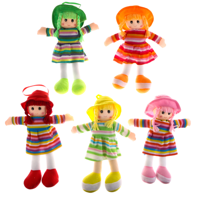 Мягкая игрушка «Кукла», в платье в полоску и шляпке, цвета МИКС - фото 1884686267