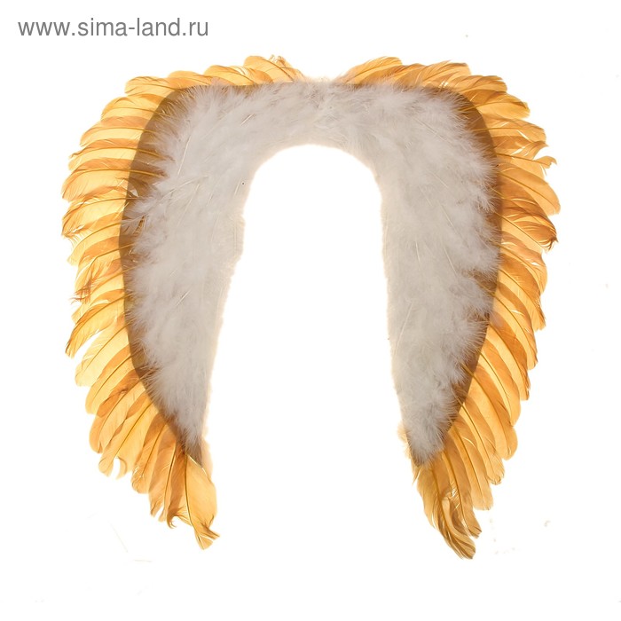 Карнавальные крылья ангела, на резинке, цвет золотисто-белый - Фото 1