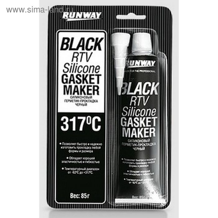 Герметик-прокладка RunWay, силиконовый, черный 85 г RW8501 - Фото 1