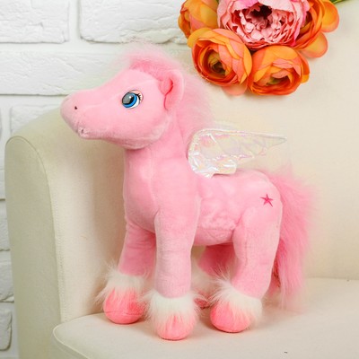 Мягкая игрушка "Лошадь с крыльями" на ногах мех, цвета МИКС
