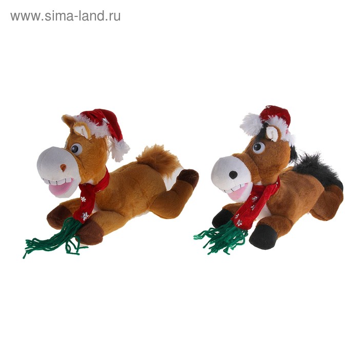 Мягкая игрушка "Лошадь" в шапке и шарфике, цвета МИКС - Фото 1