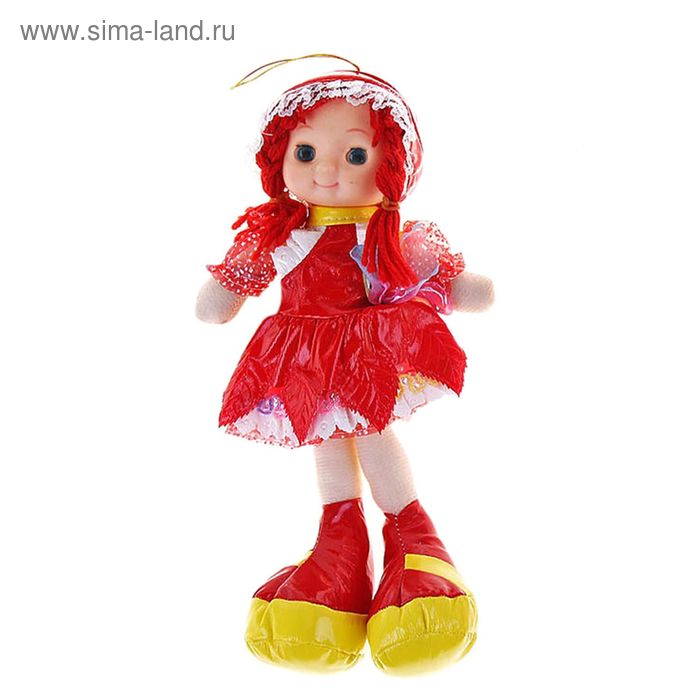 Мягкая игрушка Кукла в платье и шляпке, с косичками, цвета МИКС - Фото 1